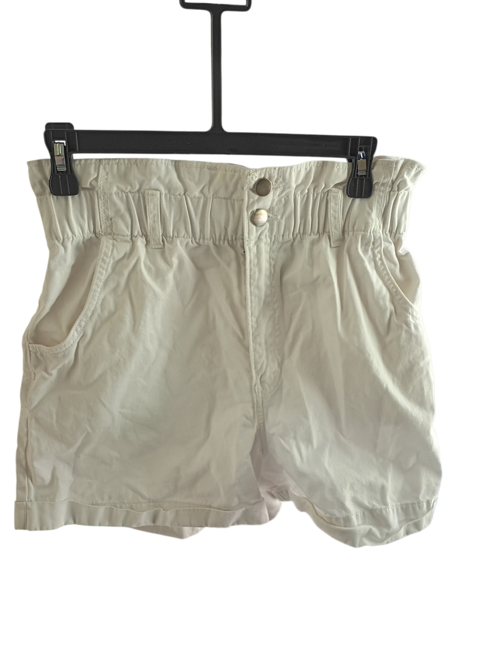 H&M Cream High-Waist Paperbag Shorts